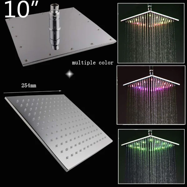 10" Square Rainfall LED Shower Head - Image 10