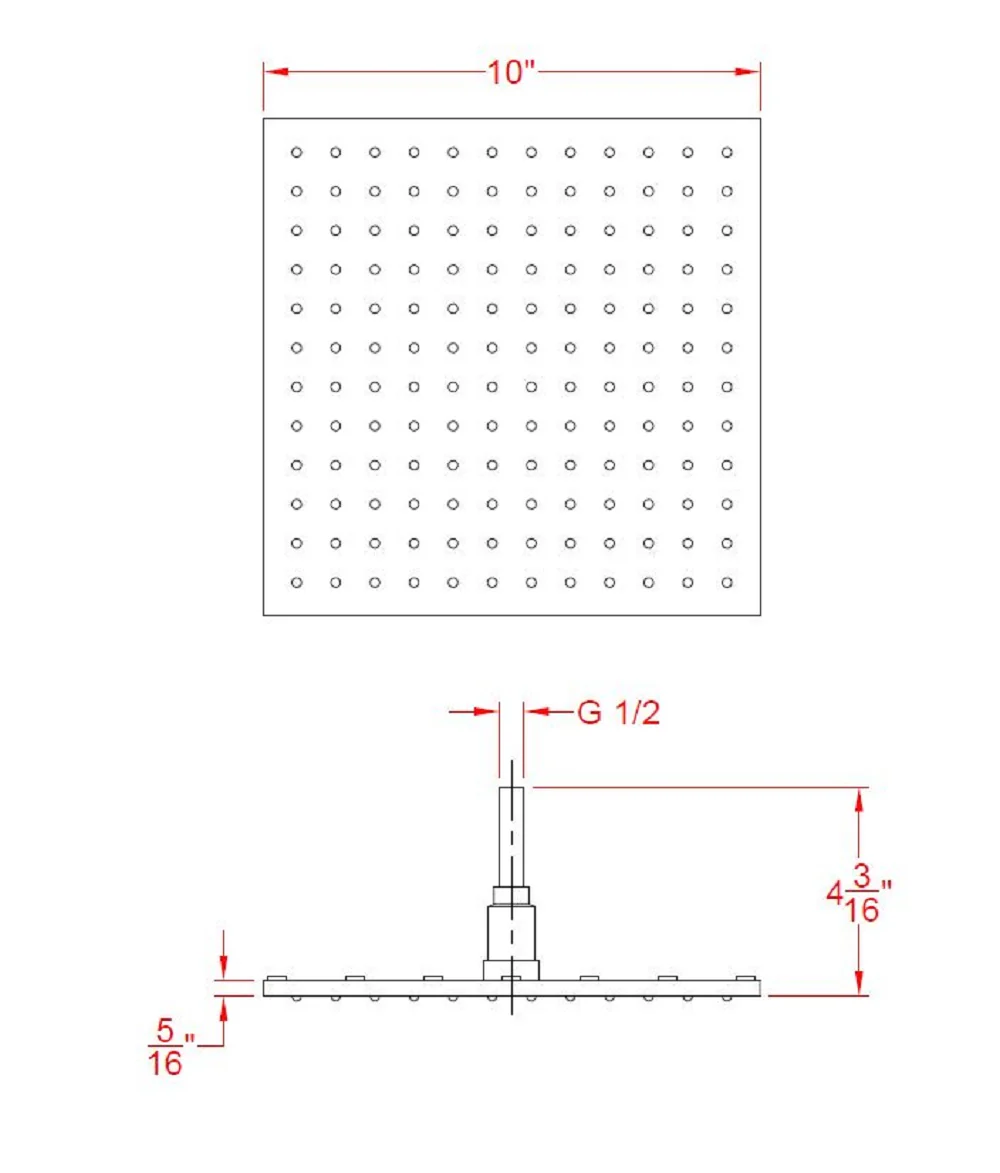 10" Square Rainfall LED Shower Head - Image 11