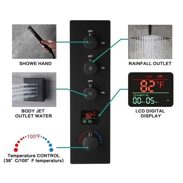 10" Thermostatic Digital Shower System By Cascada Showers - Image 3