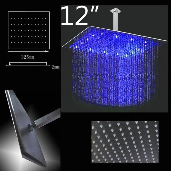 12" Square Rainfall LED Shower Head - Image 19