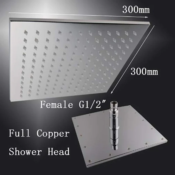 12" Square Rainfall LED Shower Head - Image 3