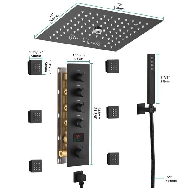 12" Siena Digital LED Bluetooth Shower System By Cascada Showers - Image 7