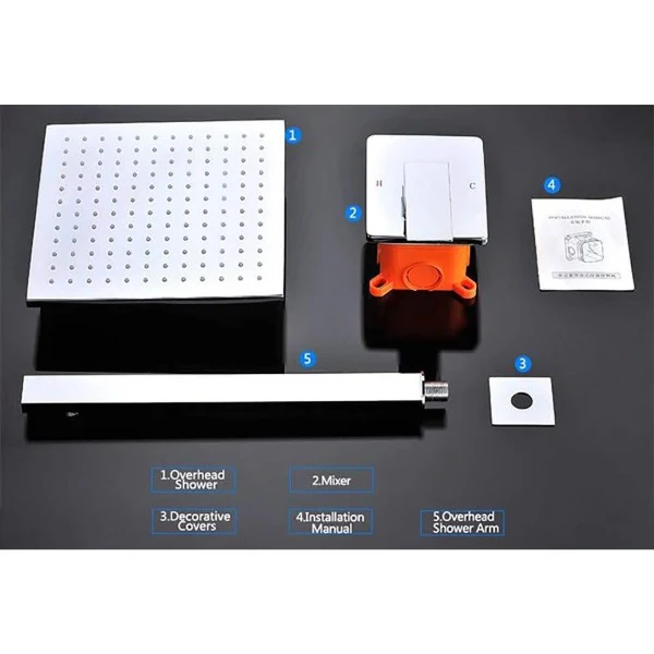 12" Square LED Wall Mounted Shower Set - Image 10