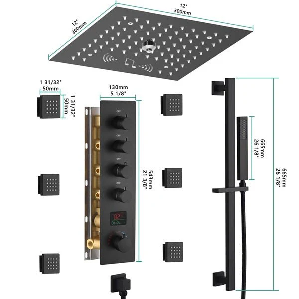 12" Turin Digital LED Bluetooth Shower System By Cascada Showers - Image 7