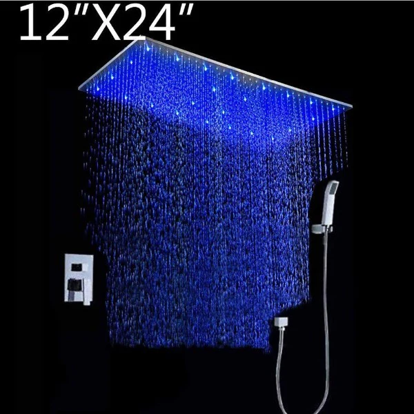 12"x24" Rainfall LED Shower Set Double-Function Valve