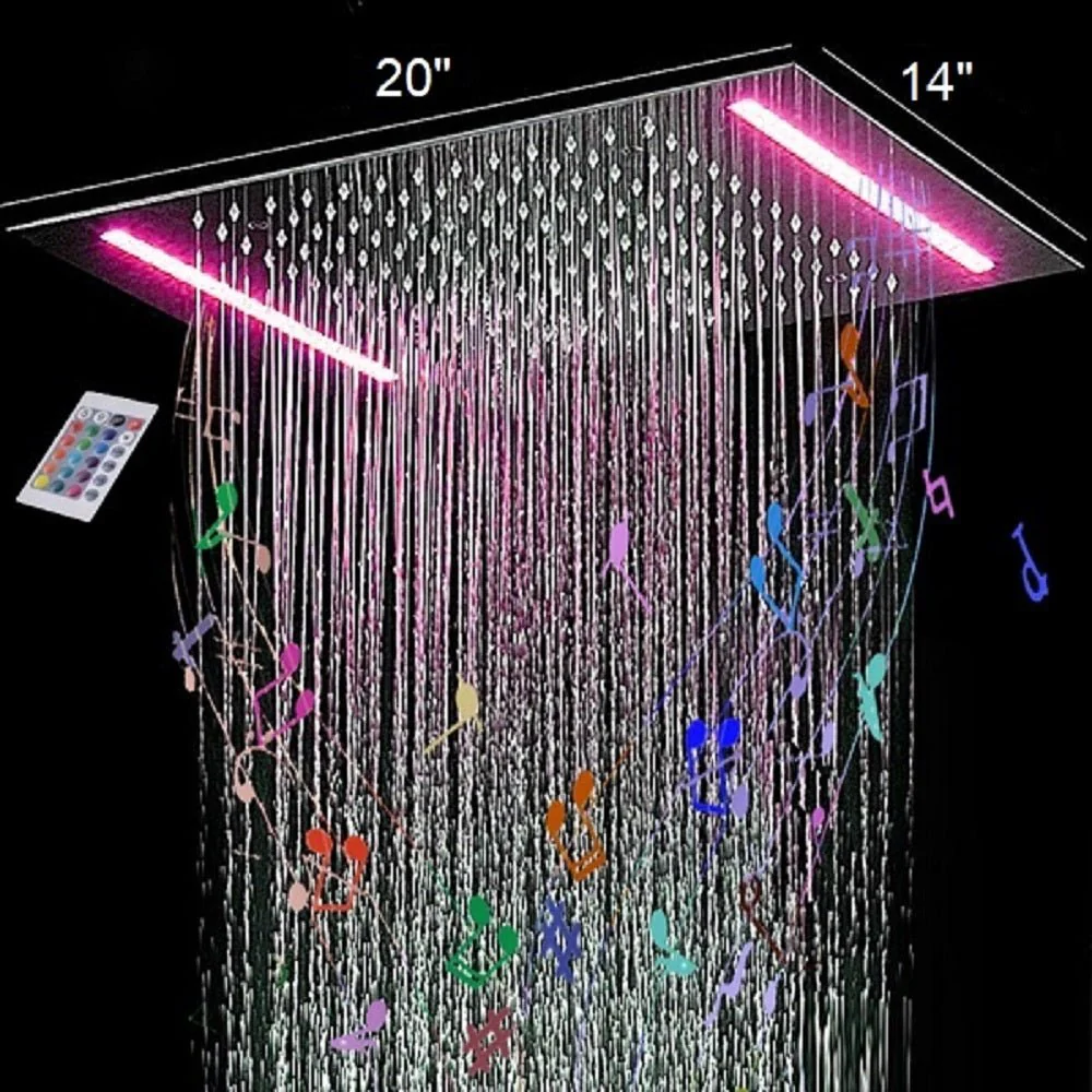 Cascada Luxurious 14"x20" Ceiling Mounted Rectangle LED Rainfall Shower Head - Image 2