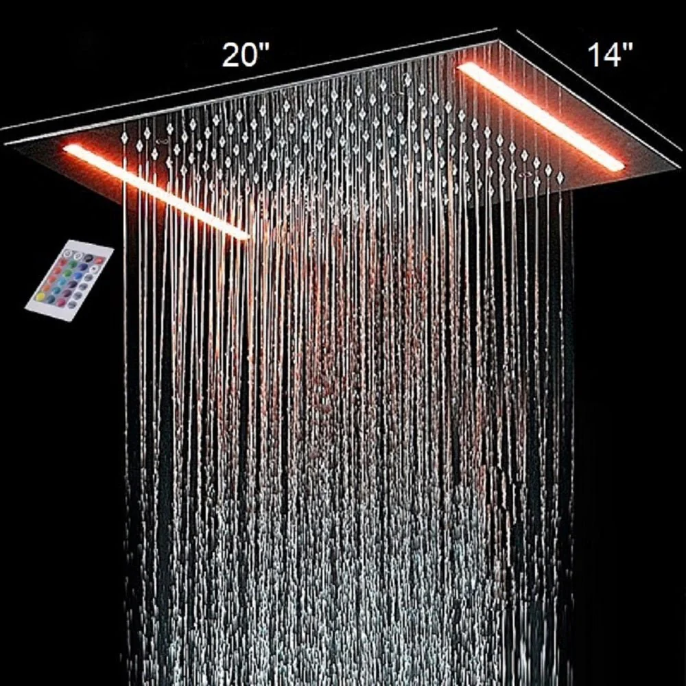 Cascada Luxurious 14"x20" Ceiling Mounted Rectangle LED Rainfall Shower Head - Image 3