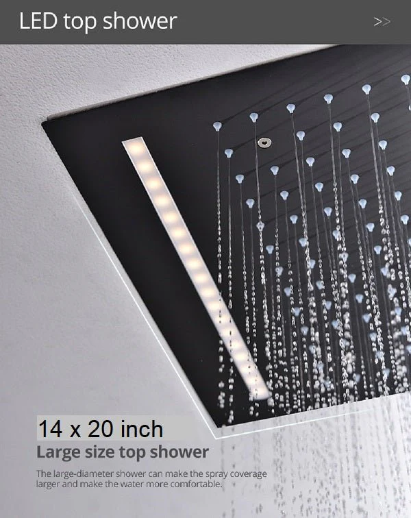 14"x20" LED Shower System with 2-Way thermostatic valve - Image 6