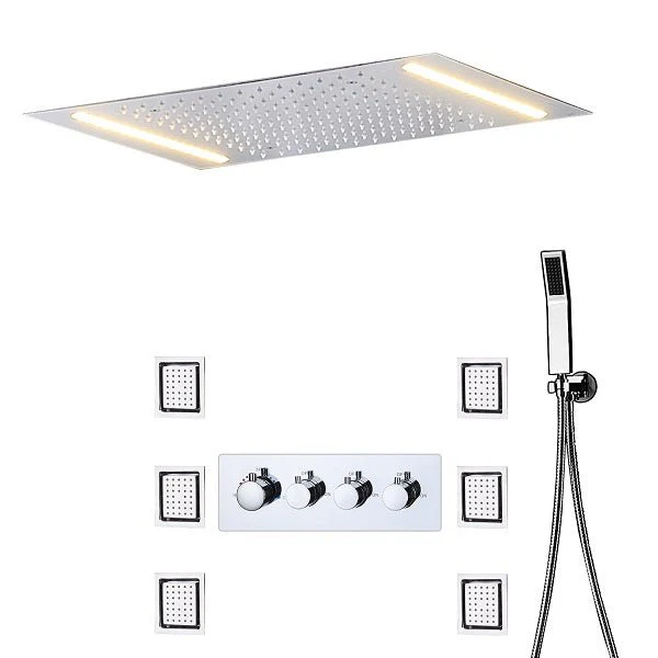 14"x20" Recessed White LED Shower System With 3-Way Thermostatic Valve - Image 12