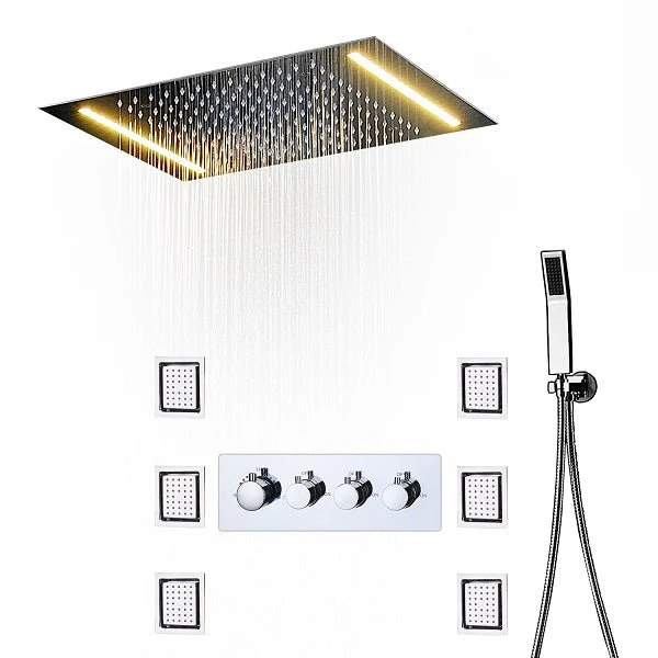 14"x20" Recessed White LED Shower System With 3-Way Thermostatic Valve - Image 7