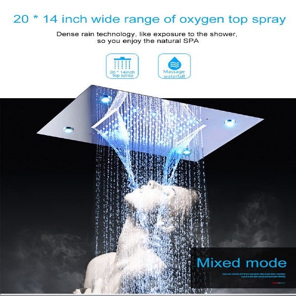 14"x20" LED Shower System With 3-Way Thermostatic Valve (4 knobs) - Image 11
