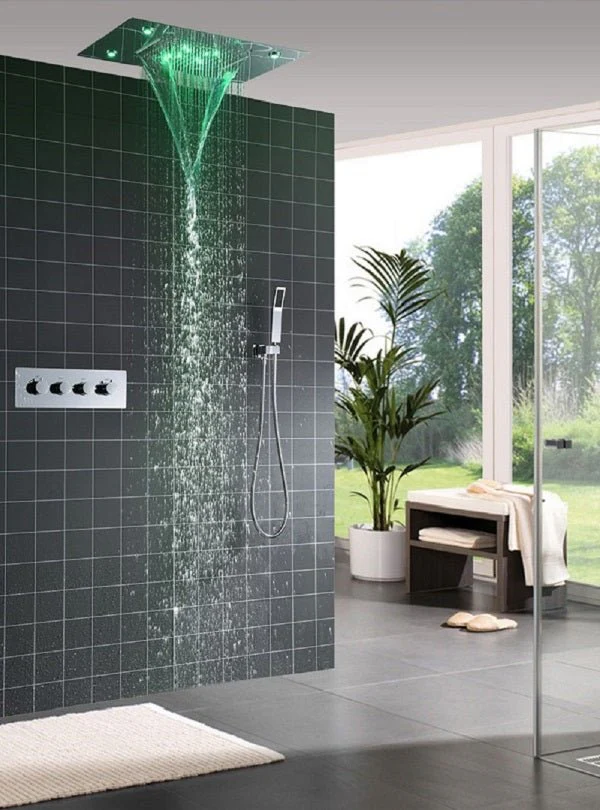 14"x20" LED Shower System With 3-Way Thermostatic Valve (4 knobs) - Image 12