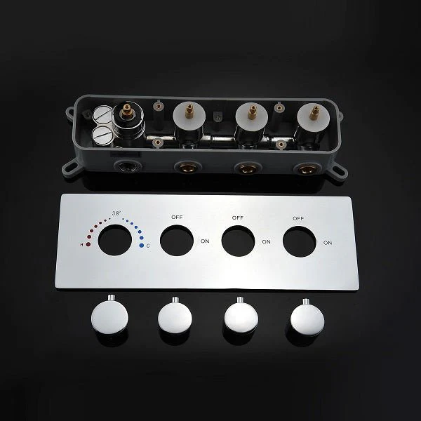 14"x20" LED Shower System With 3-Way Thermostatic Valve (4 knobs) - Image 17