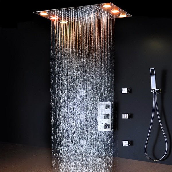 14"x20" Recessed Multicolor LED Shower System with Color Changing Remote Controller - Image 2