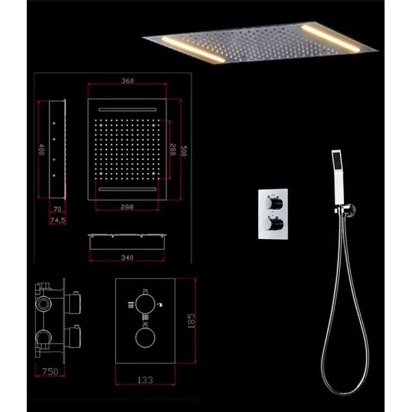 14"x20" Recessed Rainfall Shower Set - Image 2