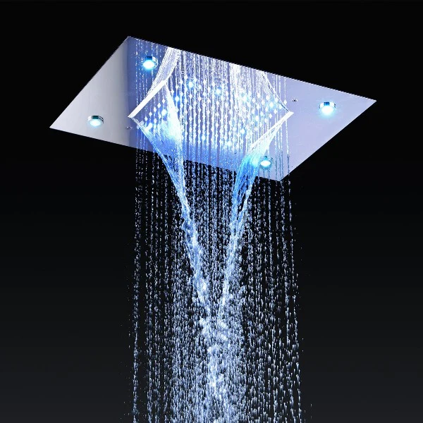 14"x20" recessed rainfall /waterfall LED shower head