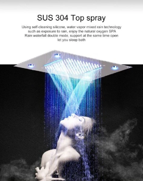 14"x20" recessed rainfall /waterfall LED shower head - Image 13