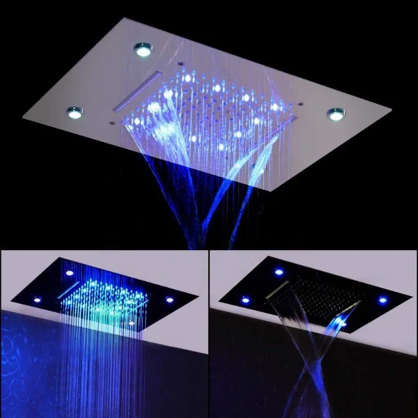 14"x20" recessed rainfall /waterfall LED shower head - Image 3