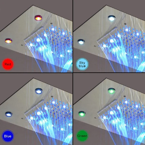 14"x20" recessed rainfall /waterfall LED shower head - Image 5