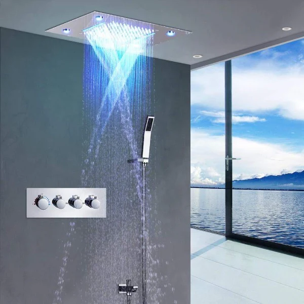 14"x20" Recessed Rainfall/Waterfall LED Shower System