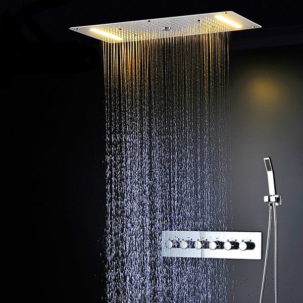 15"x28" LED Shower System with 6 knob Thermostatic Valve