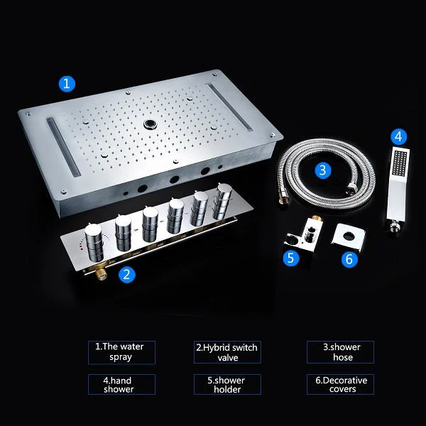 15"x28" LED Shower System with 6 knob Thermostatic Valve - Image 4