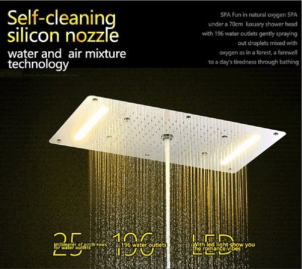 15"x28" LED Waterfall Luxurious Recessed 4 Types Rainfall Shower Head - Image 11