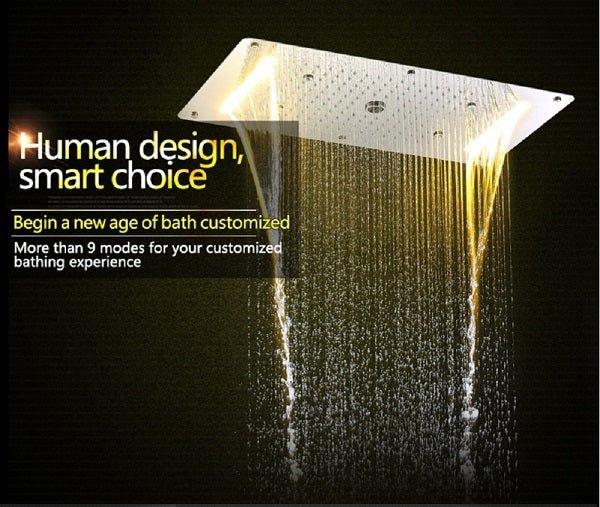 15"x28" LED Waterfall Luxurious Recessed 4 Types Rainfall Shower Head - Image 13