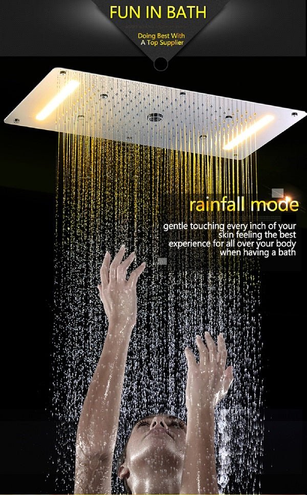 15"x28" LED Waterfall Luxurious Recessed 4 Types Rainfall Shower Head - Image 14