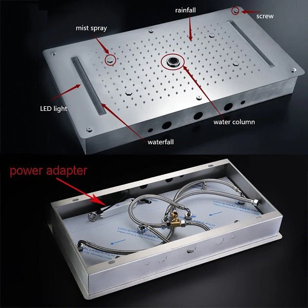 15"x28" LED Waterfall Luxurious Recessed 4 Types Rainfall Shower Head - Image 15