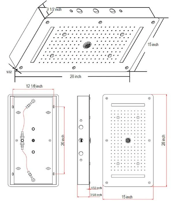 15"x28" LED Waterfall Luxurious Recessed 4 Types Rainfall Shower Head - Image 16