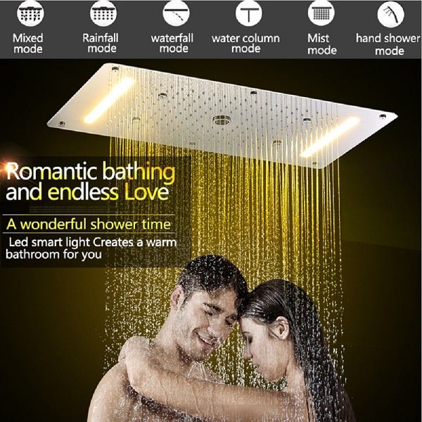 15"x28" LED Waterfall Luxurious Recessed 4 Types Rainfall Shower Head - Image 3