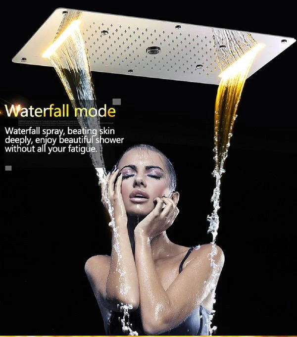 15"x28" LED Waterfall Luxurious Recessed 4 Types Rainfall Shower Head - Image 7
