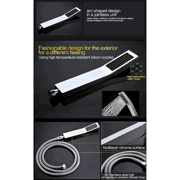 15"x28" Cascada Vaticano LED Shower System – Rain & Body Jets - Image 13