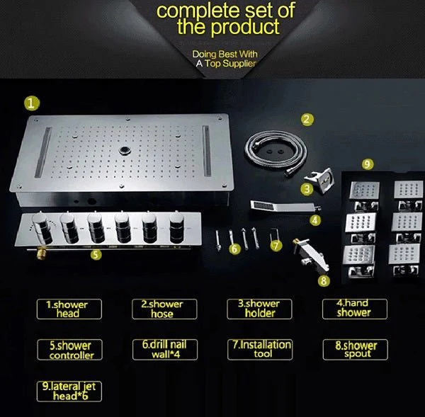 15"x28" Cascada Vaticano LED Shower System – Rain & Body Jets - Image 4