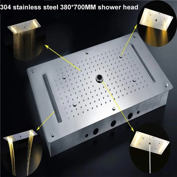 15"x28" Cascada Vaticano LED Shower System – Rain & Body Jets - Image 6