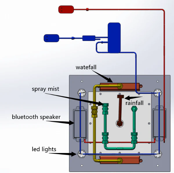 16"x16" Luxurious Classic Design recessed LED shower system built in Bluetooth speaker - Image 12
