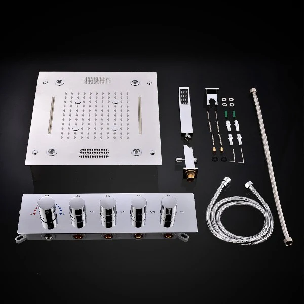 16"x16" Luxurious Classic Design recessed LED shower system built in Bluetooth speaker - Image 17