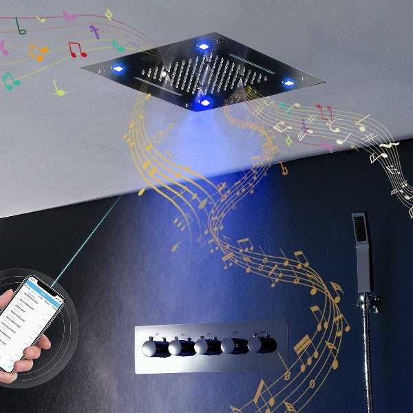 16"x16" Luxurious Classic Design recessed LED shower system built in Bluetooth speaker - Image 3