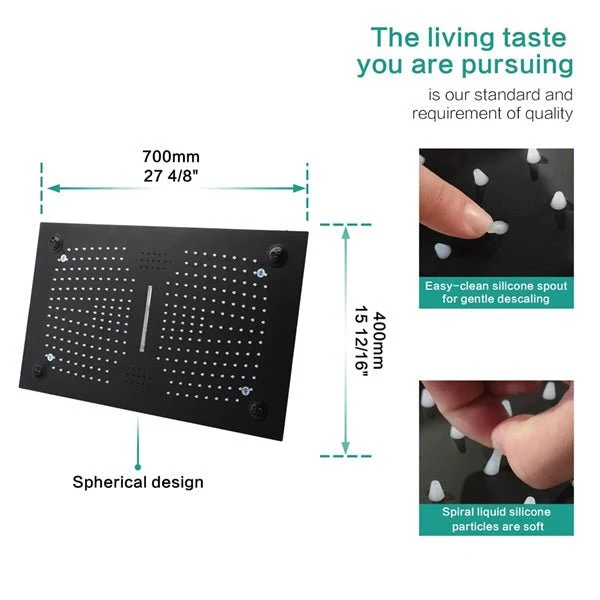 16"x28" Sorrento Digital Rainfall Bluetooth LED Shower System By Cascada Showers - Image 10