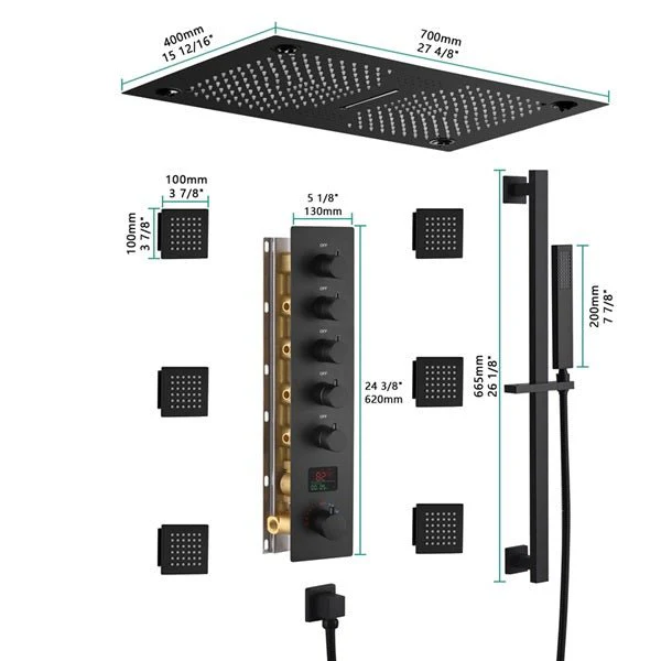 16"x28" Sorrento Digital Rainfall Bluetooth LED Shower System By Cascada Showers - Image 5