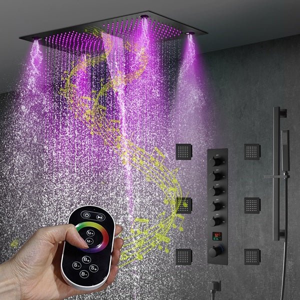 16"x28" Sorrento Digital Rainfall Bluetooth LED Shower System By Cascada Showers - Image 9