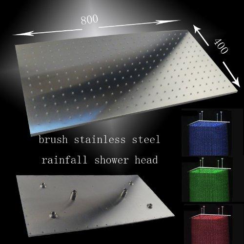 16"x31" Ceiling Mount Rainfall LED Shower Head include Shower Arm