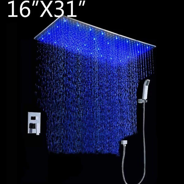 16"x31" Rainfall LED Shower Set Double-Function Valve