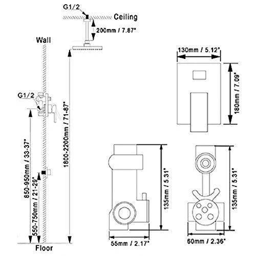 16"x31" Rainfall LED Shower Set Double-Function Valve - Image 6