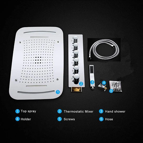 17"x28" Luxurious recessed waterfall & rainfall LED shower system – 6 mode - Image 4