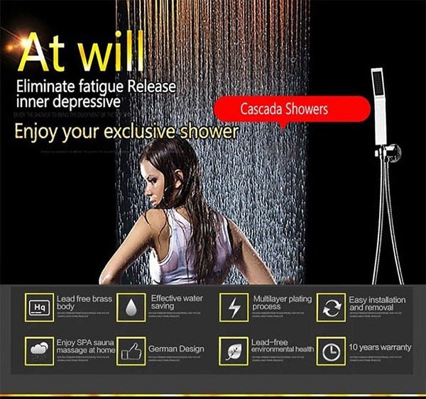 17"x28" Luxurious recessed waterfall & rainfall LED shower system – 6 mode - Image 6
