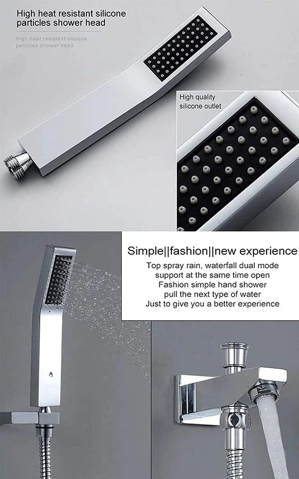 17"x28" Luxurious recessed waterfall & rainfall LED shower system – 6 mode - Image 7