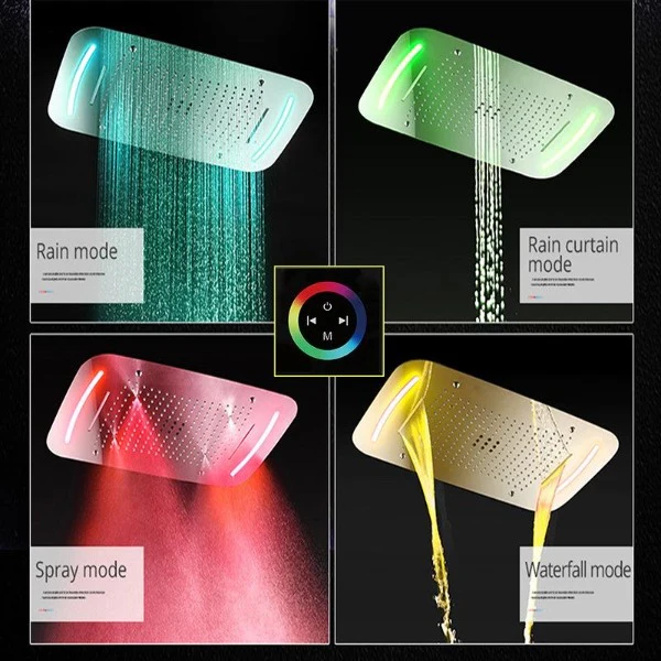 17"x28" Luxurious recessed waterfall & rainfall LED shower system – 7 knob - Image 11