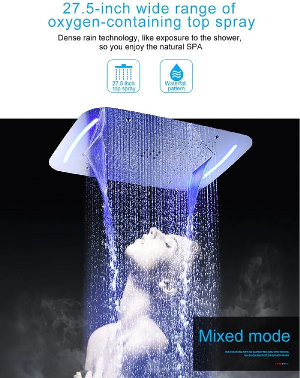 17"x28" Luxurious recessed waterfall & rainfall LED shower system – 7 knob - Image 13